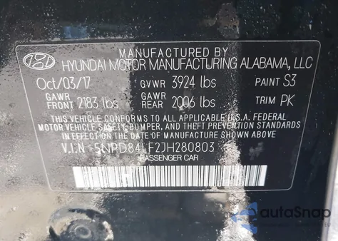 2018 Hyundai Elantra Sel from USA, damaged, VIN 5NPD84LF2JH280803